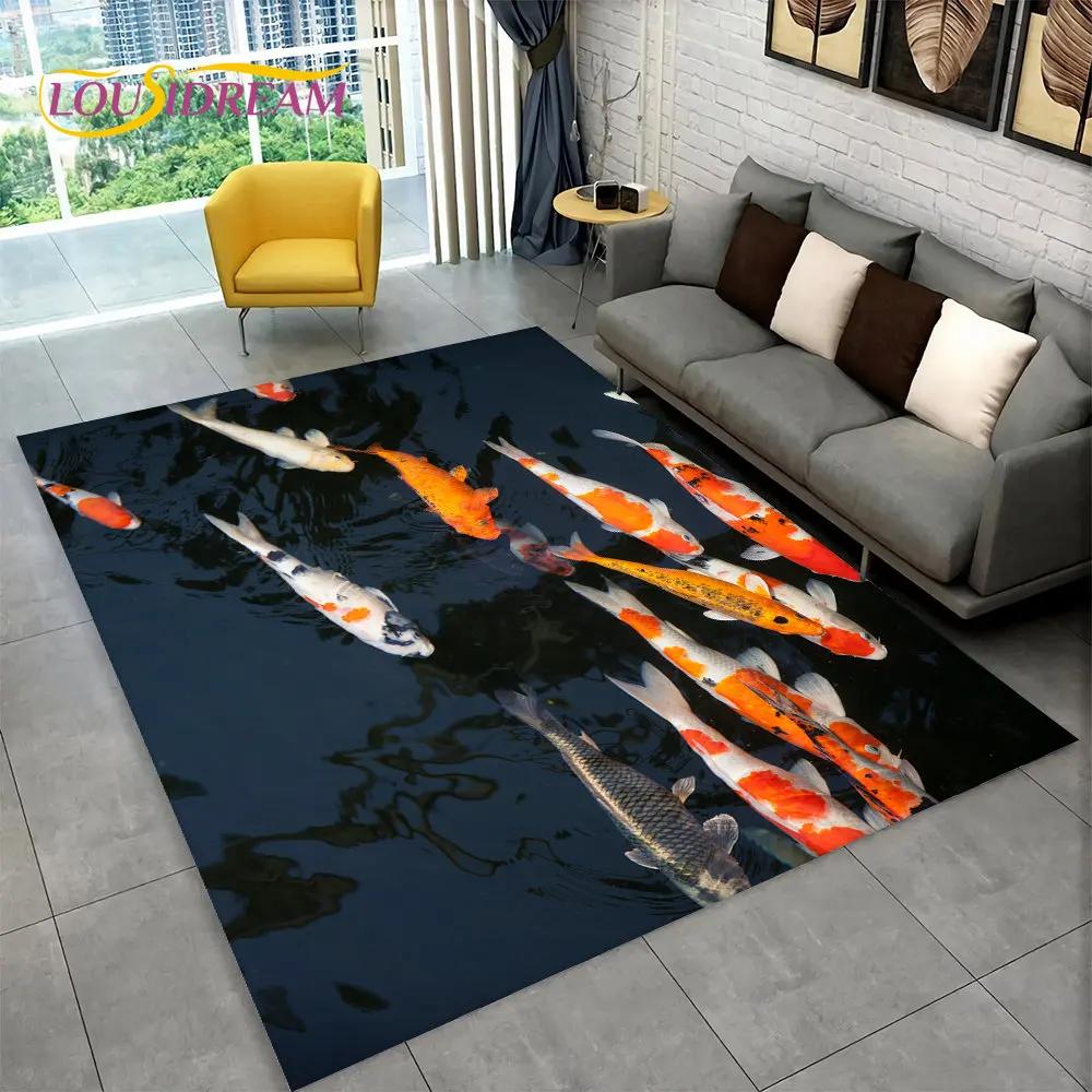 3D Пасторальный Ковер-циновка с Рыбами Тай-чи, Ковер для Дома, Гостиной, Спальни, Под Диван, Дверной коврик Декор, Детский Игровой Кухонный Нескользящий Коврик для Пола