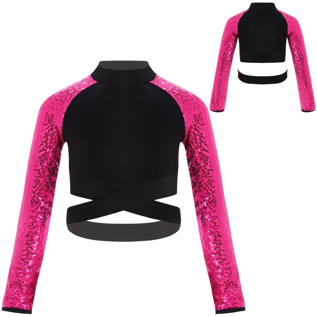 Блестящие топы с вырезами для девочек, джазовые танцевальные костюмы для хип-хопа, танцевальная одежда для выступлений на сцене, спортивная одежда