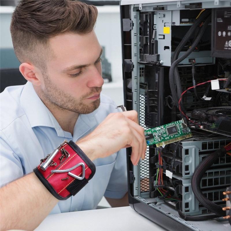 Магнитный браслет Портативная сумка для инструментов Электрик Наручные инструменты Ремень Винты Гвозди Держатель сверл