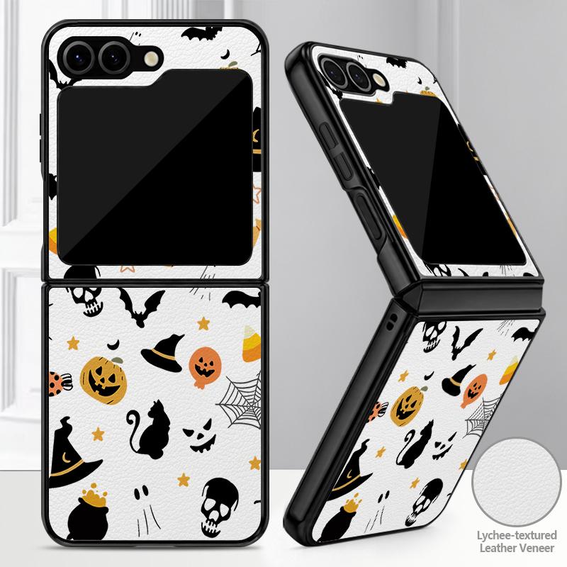 Чехол Halloween Ghost Pumpkin для Samsung Galaxy Z Flip 8 7 FE 6 5 4 Z Flip8 Flip7 Flip6 Flip5 Гибридная кожаная накладка Жесткий бампер из ПК