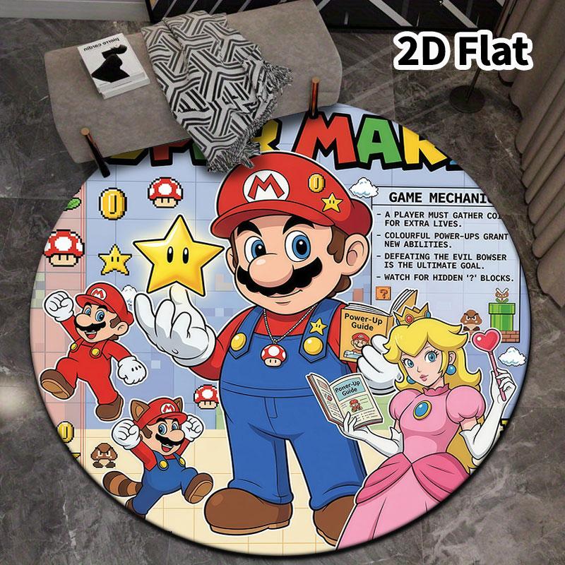Super Mario Round Area Rug Carpet Rug For Living Room Bedroom Sofa Playroom Decor Nonslip Floor Mat