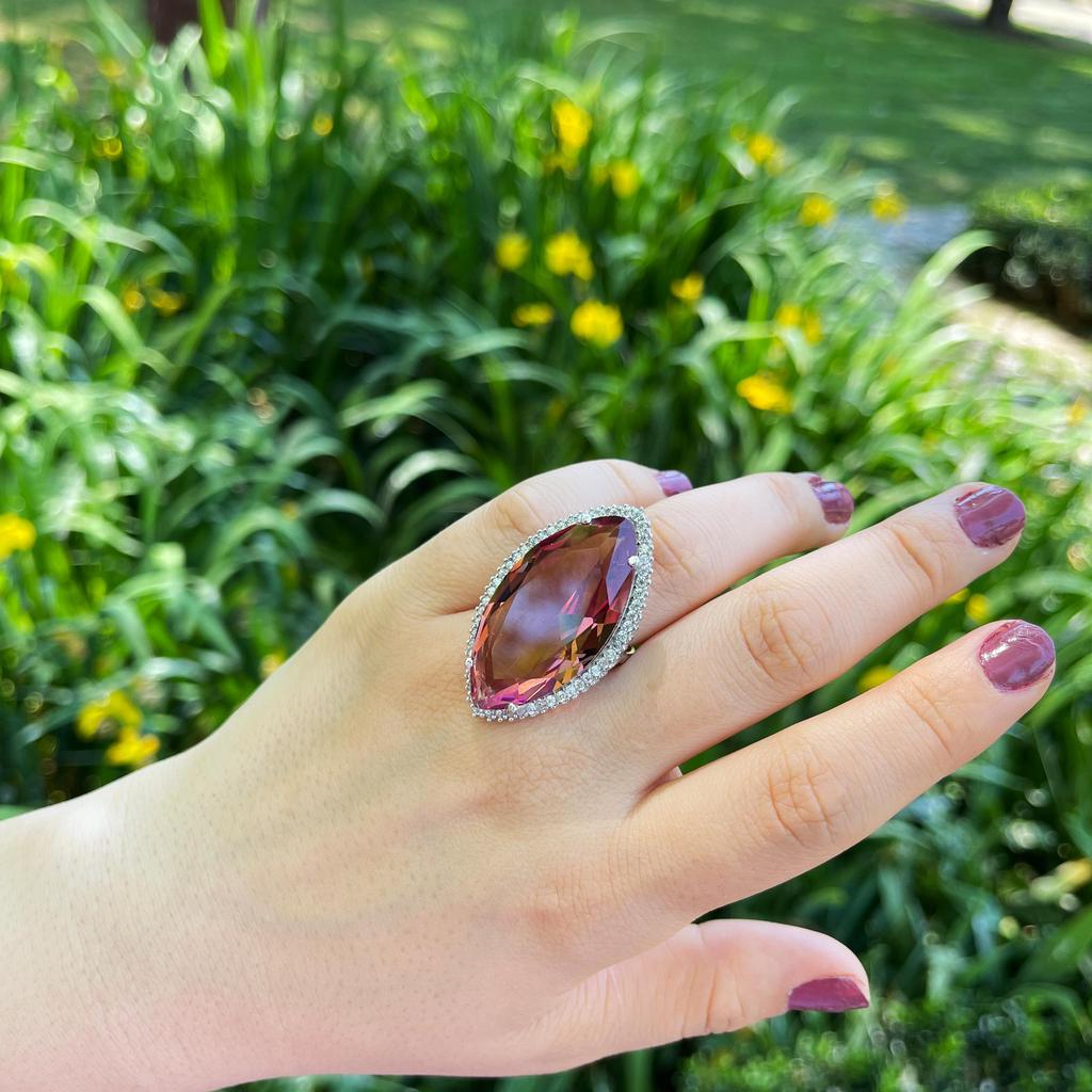 Кольцо с огромным зултанитовым камнем, женское кольцо из стерлингового серебра 925 пробы, камень для изменения цвета, кольцо из турецкой диаспоры, ювелирные изделия из слтанита, большое женское кольцо