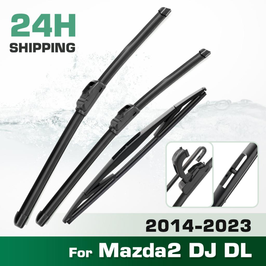 For Mazda 2 DJ DL 2014-2023 2015 2016 2017 2018 Wiper Front & Rear Wiper Blades Windshield Windscreen Window Brushes 22"+17"+14