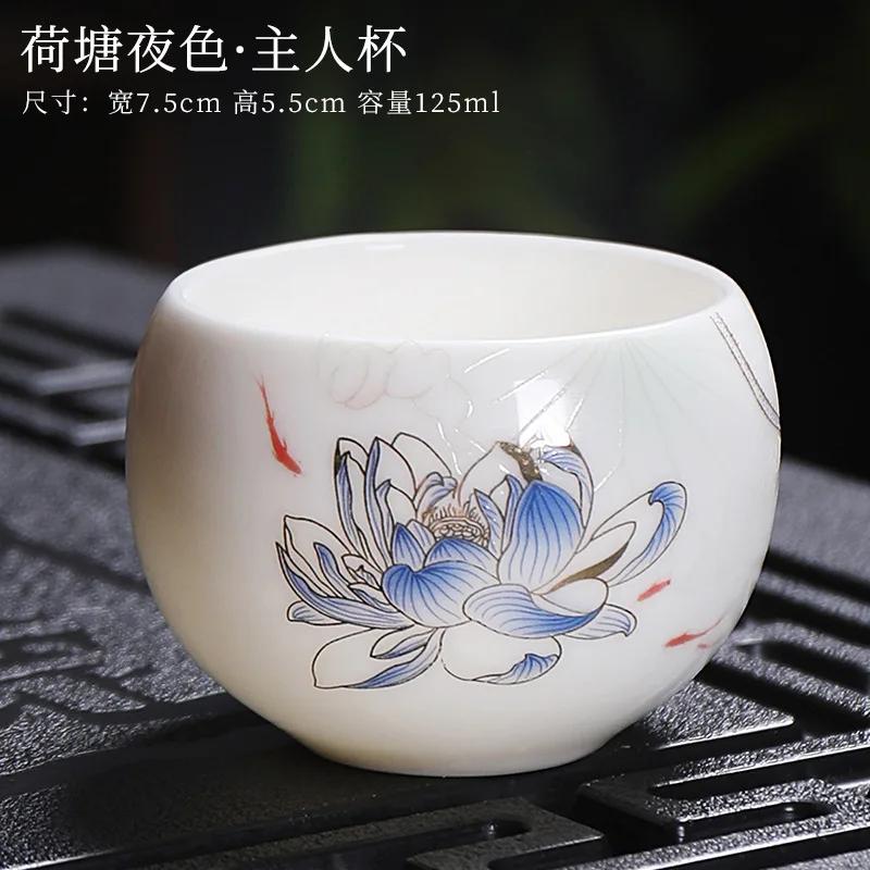 Портативная чашка из белого фарфора с жировым нефритом, чашка со знаком китайского зодиака, чайная чашка ручной работы, керамическая индивидуальная чашка, мастер-чашки для чая