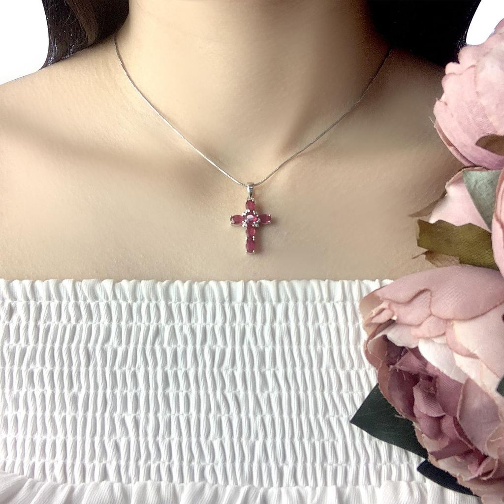 Silver Cross with Ruby 3.78ct (2013099)