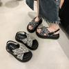 New Chinese-style Printed National Style Sandals Women's Platform 2025 Summer New Versatile Popular Sports Beach Roman Shoes