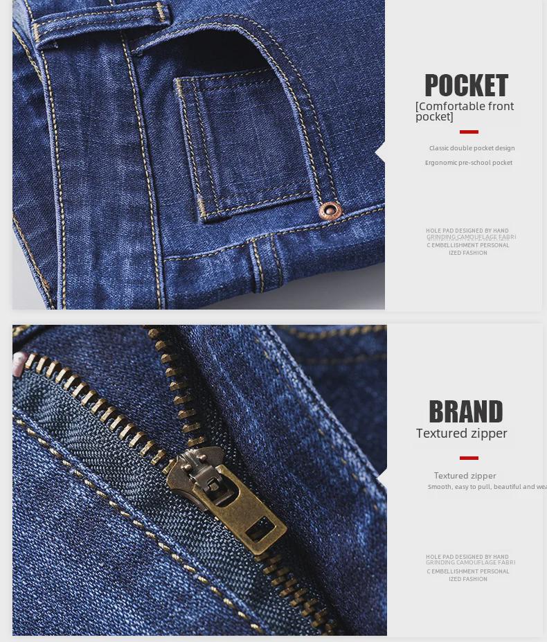 Men's Elastic Business Straight-Leg Jeans – Anti-Wrinkle, Wear-Resistant, Plus Size