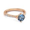 London Blue Topaz Classic Pave Solitaire Ring - 925 Sterling Silver Rose Gold Vermeil