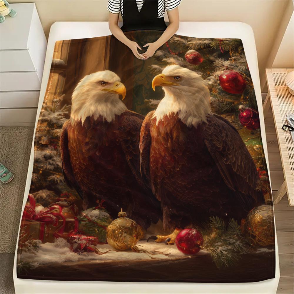 Two Eagles,pattern Flannel Blanket, High quality Comfortable for All Seasons, Home Decor, Warmth and Comfort, Perfect for Gifts.