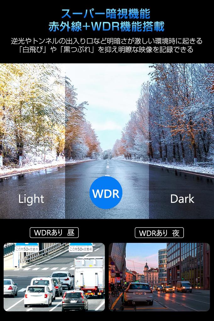 Drive Front and Rear 1440P Full HD Image Infrared Night Vision 170 Degree Small Drive Recorder with 32GB Compatible with Nationwide LED Traffic Lights