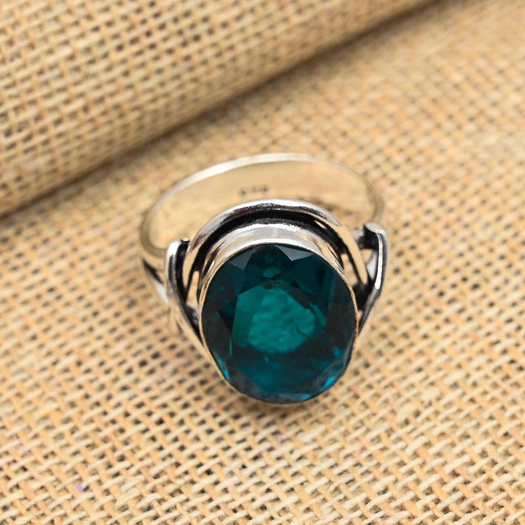 Ювелирное кольцо ручной работы из стерлингового серебра 925 пробы с индиколитом и турмалином для нее