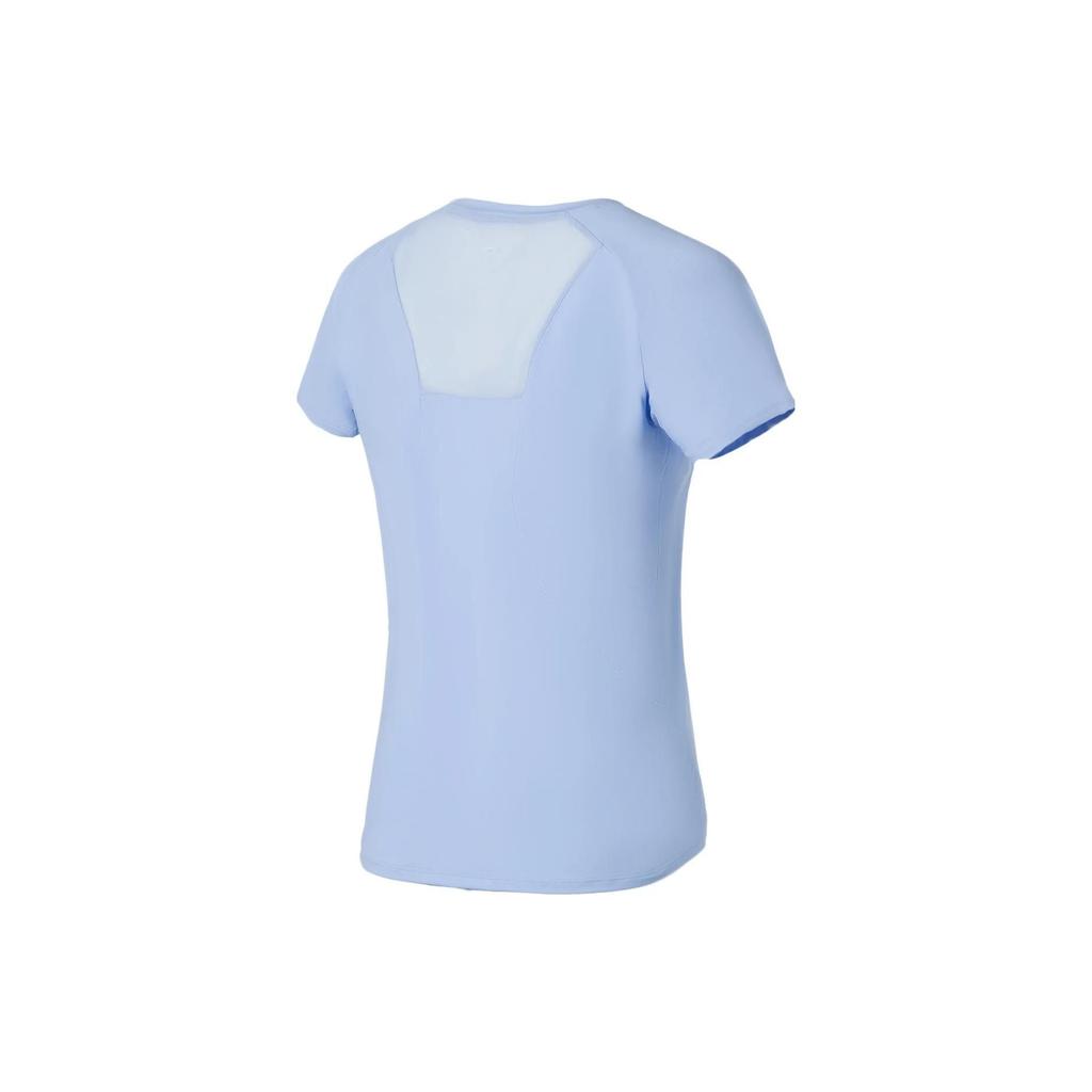 Li Ning Training Series Solid Color Round Neck Pullover Short Sleeve T-Shirt Women Tops Snow-Blue ATSSA12-3