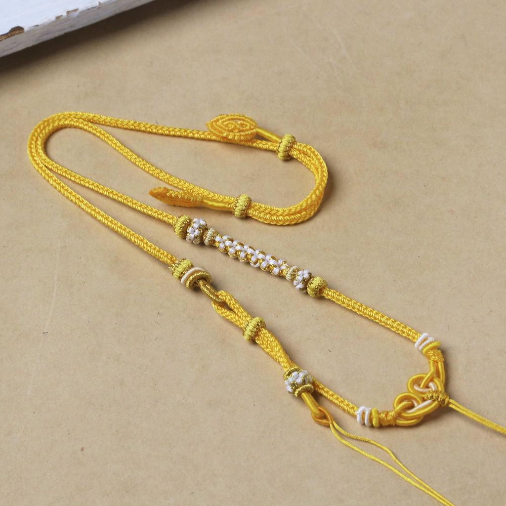 Премиальное регулируемое колье-восьмирядная веревка ручной работы из золотистого янтаря