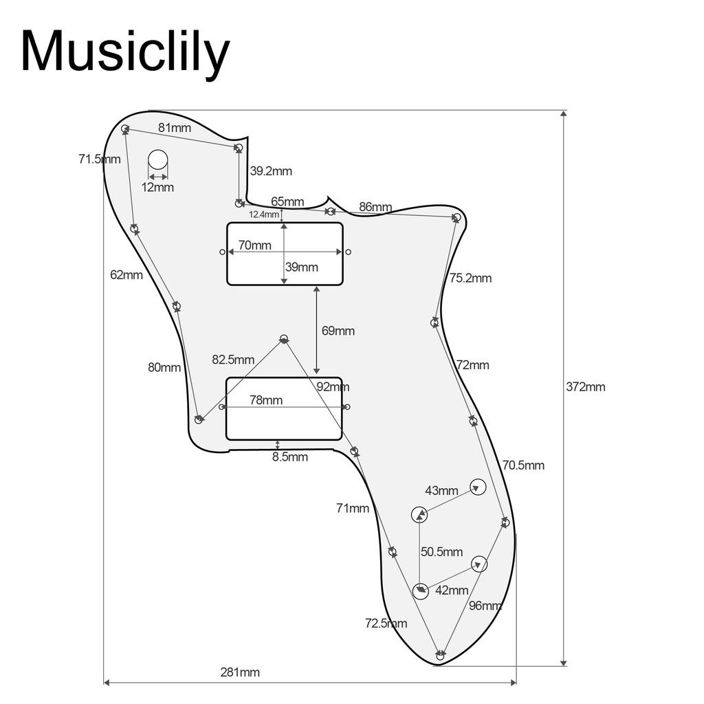 Musiclily Pro 15-Hole Pickguard with Cover for Mexican Fender 72 Telecaster Deluxe Electric Guitars, Black Pearl, 4-Piece Set