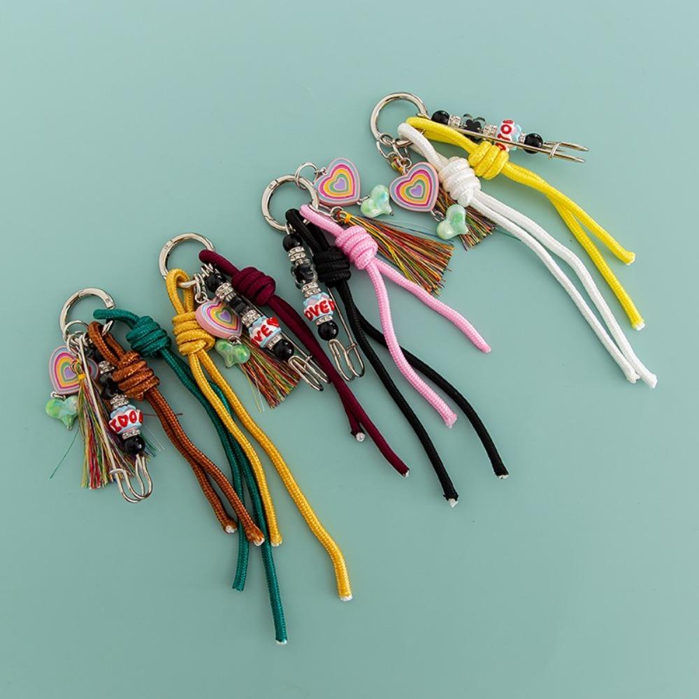 Acrylic Bead Bag Charms Tassel Phone Case Pendant New Woven Rope Keychain Bag Decoration