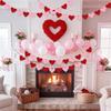 4 Pack Felt Heart Garland Banner, No DIY Valentine's Day Decorations Red Pink Hearts Hanging Banner 9.8ft Galentines Day Heart Felt Decor for Wedding