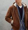 New Genuine Brown Handmade Lambskin Suede Leather Men Jacket Stylish Biker