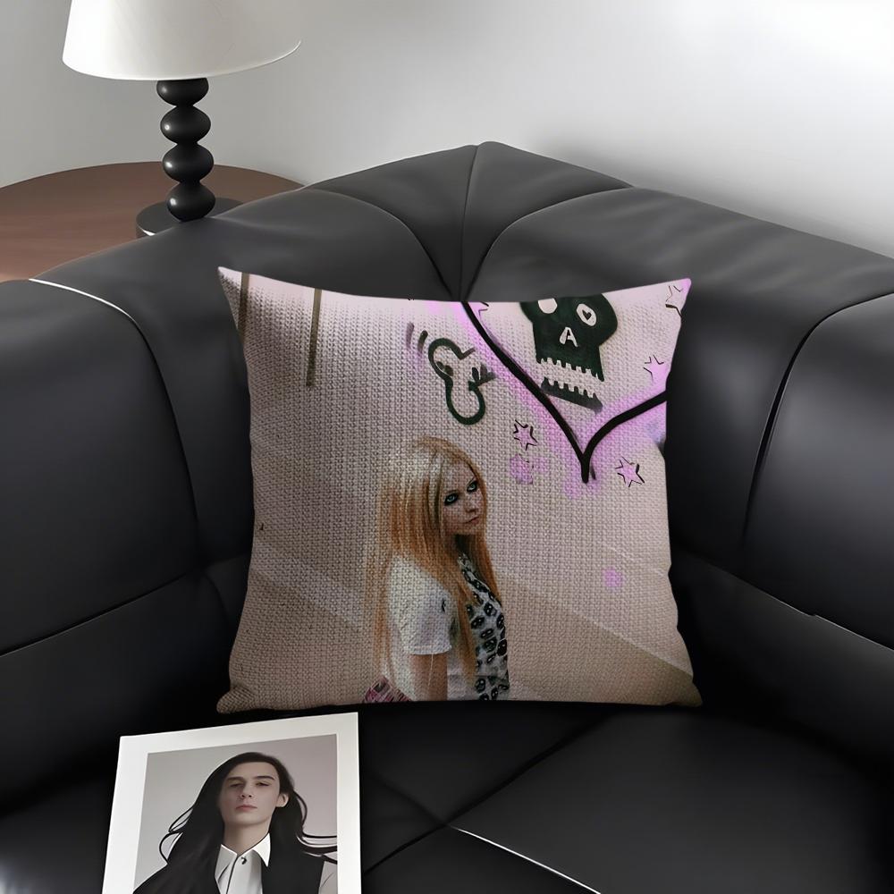 AAvril LavigneE Singer Cushion Cover Natural Linen Organic Fabric DoubleSided Printing Sofa Home Decor Gift Pillow Case
