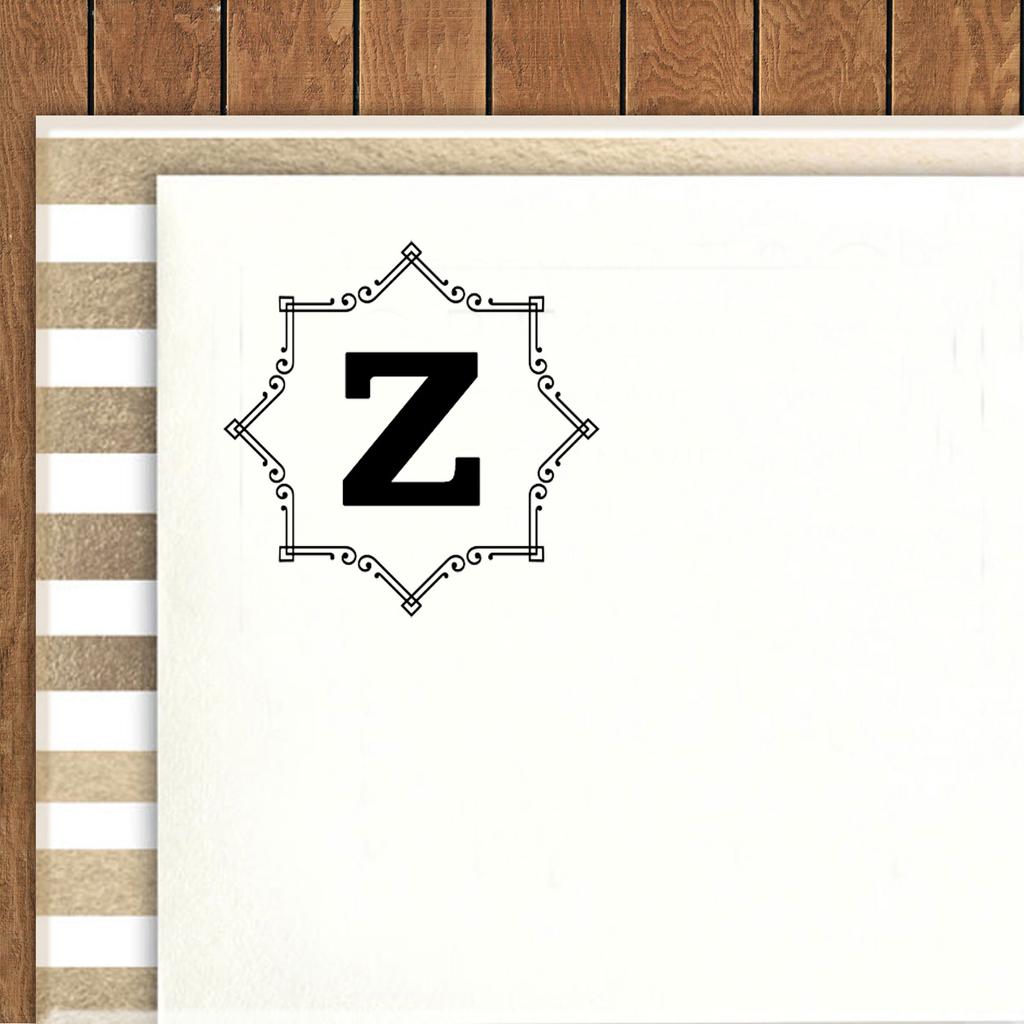 Printtoo Self Inking Rubber Stamp Octagon Celtic Swirl Frame Alphabet Z Monogram Initial R-40 Office