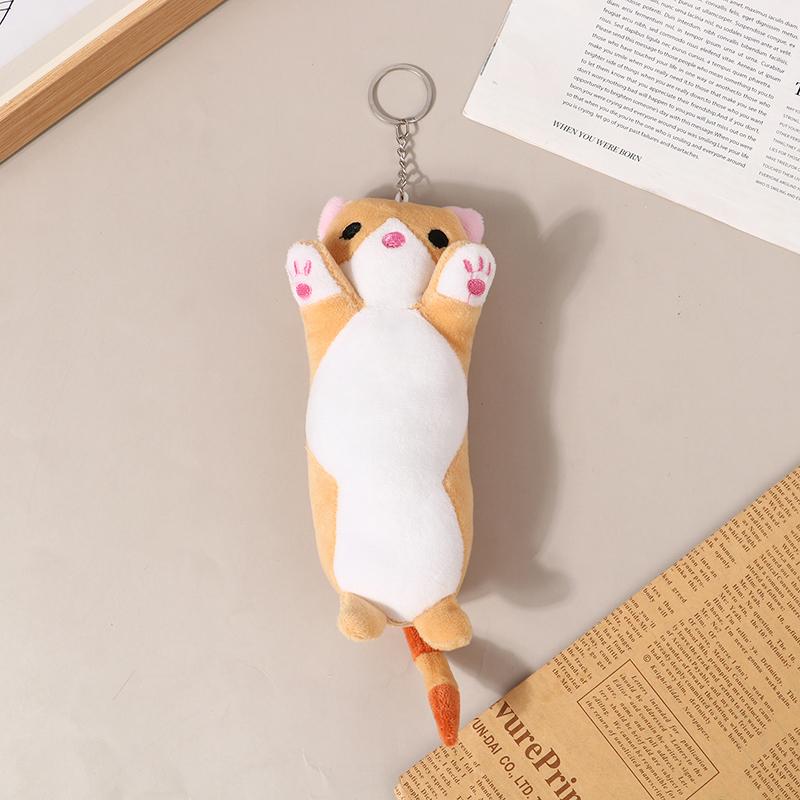 Lovely Long Cat Plush Doll Toys Soft Stuffed Animal Keychain Backpack Pendant For Kids Girls Birthday Gifts