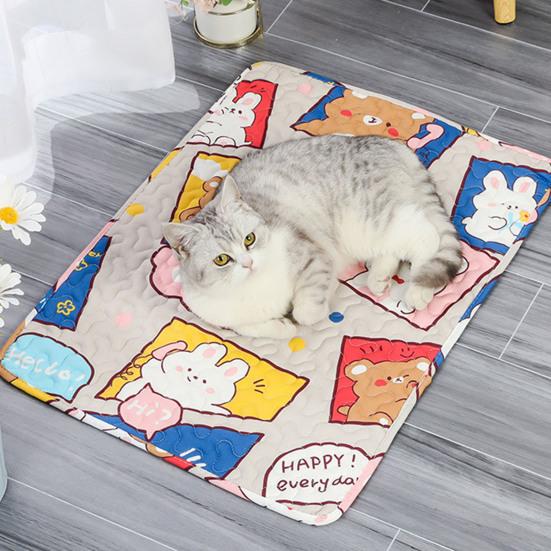 Коврик для домашних животных с мультяшным животным принтом, спальный коврик для собак, летняя влагопоглощающая нескользящая подушка для отдыха для кошек для маленьких домашних животных