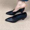 New Black High Heel Dress Shoes for Woman Spring Pointed End Shallow Vintage Office Work Shoes Pumps Zapatos