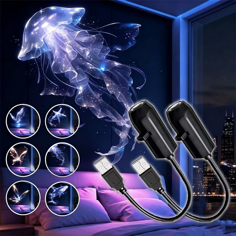 6 шт. Светодиодный USB Проектор Ночник Регулируемые Узоры Кит Бабочка Медуза Морская Звезда Океанская Лампа Для Детской Спальни Декор Подарок