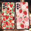Чехол для телефона Samsung Galaxy A55 A53 A52 A52S A51 A41 A35 A32 A25 A23 A15 A13 A71 A72 Мягкий ТПУ Клубника и Мелкий Цветочный Розовый