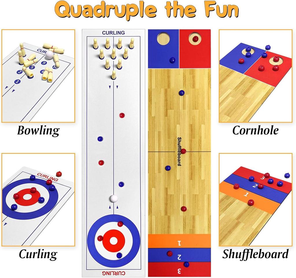 Tabletop Board Game Set, Shuffleboard Table Top Games, Shuffleboard Bowling Curling Cornhole Ga Ideal for Multiple Scenarios