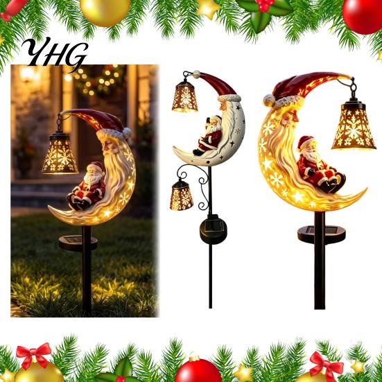 Solar Powered Path Light Santa Moon Garden Stake Light, Claus Lamp with Stake, Holiday Decorative for Outdoor Yard Lawn Patio Decor