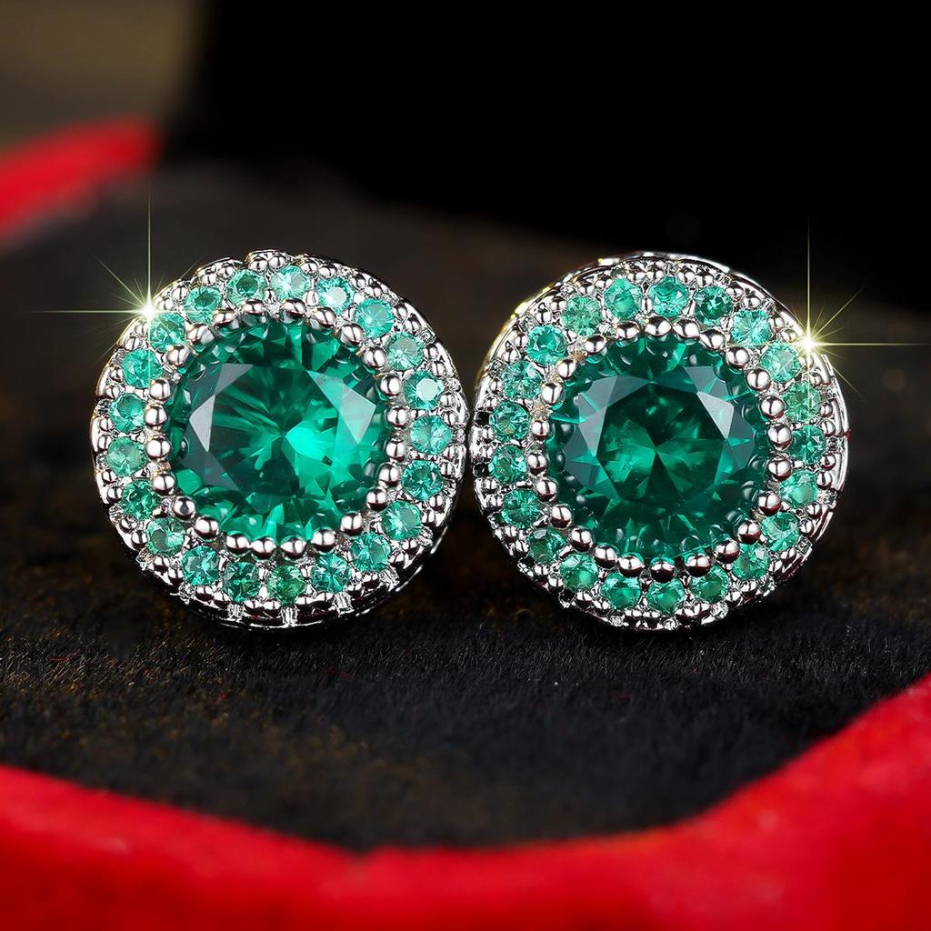 Новые серьги-пусеты круглой формы с полным бриллиантом в гонконгском стиле для женщин - Европейский и американский высококлассный полый дизайн, инновационные и стильные украшения