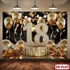 Двумерный фон «Черное золото с блестками и конфетти» на 18-летие для вечеринки взрослых