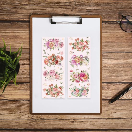 1 рулон ПЭТ-ленты с цветами, наклейки, водонепроницаемые, для предварительной резки, съемные, многоразовые, «сделай сам», журнал, скрапбукинг, молочный блокнот, планировщик, декоративная лента, наклейка