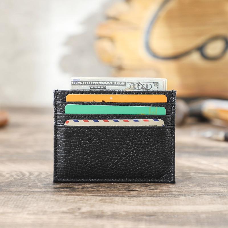 Футляр для карт OEM Натуральная коровья кожа Зажим для карт Картхолдер Тонкий Многокарточный RFID Слип для карт Поколение