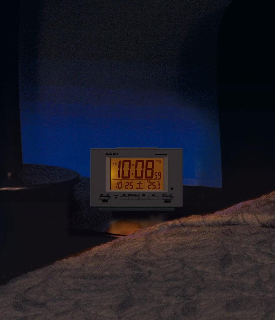 Seiko Часы будильник автоматическая подсветка радиоволна цифровой календарь дисплей температуры виден даже ночью белый жемчуг SQ778W SEIKO