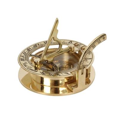 6,35 см Компас-солнечные часы из цельной латуни Круглый Подарок Морские коллекционные предметы Навигационные солнечные часы