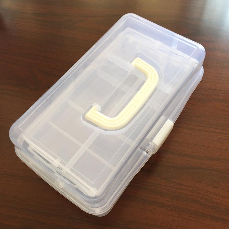 Extra Large Transparent Plastic Toolbox with Three Layers - Artist & Electrician Portable Folding Storage Box