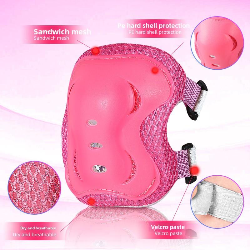 Детская защитная экипировка Набор из 6 предметов Наколенники Налокотники Защита ладоней Велосипедная Роликовая защитная экипировка Набор