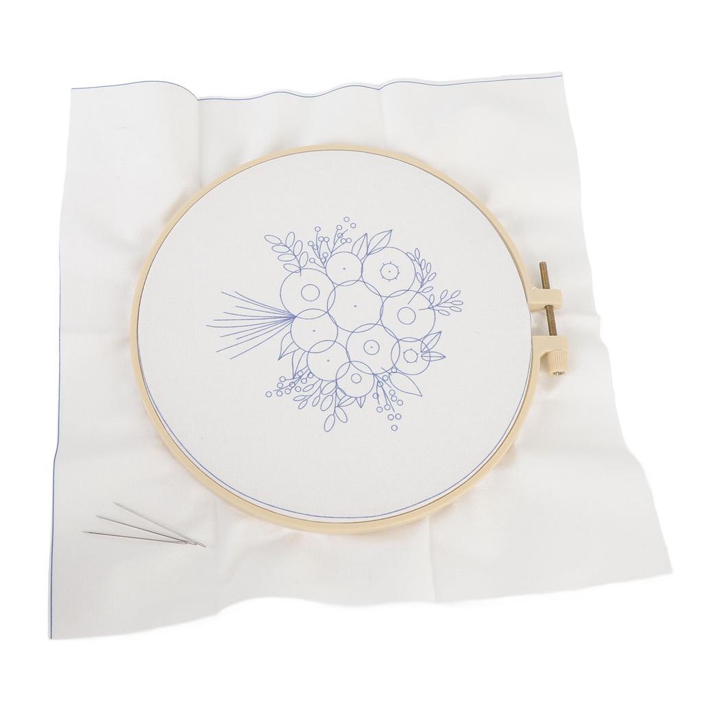 Стартовый набор для вышивки цветов, регулируемые пяльцы с напечатанным узором и инструменты для заправки ниток f