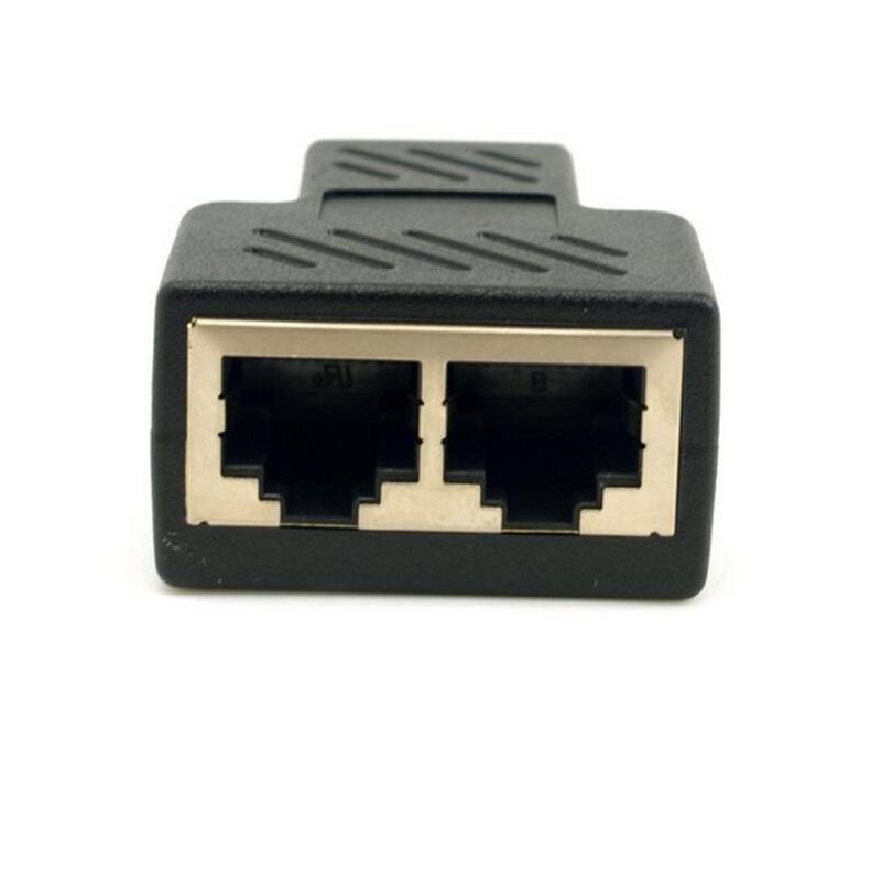 RJ45 One Point Two Connector Adapter Tap with Shield Network Tee Head Three-way Extender Cable
