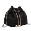 Bucket Bag Korean Version Western Style Chain Shoulder Crossbody, Armpit Water Drill Drawstring Bag