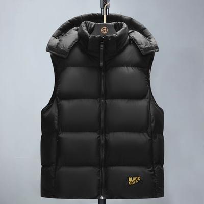 Зимний мужской модный черный золотой графитовый тонкий жилет, высококачественная съемная шапка, толстое хлопковое пальто