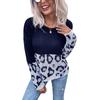 Autumn and Winter Women's Sweater Fashion Splicing Long Sleeve Leopard Print Sweater Loose Slouchy