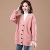 Large Size Women's Knitted Cardigan with Thick Loose Versatile Coat, Solid Color Sweater Jacket