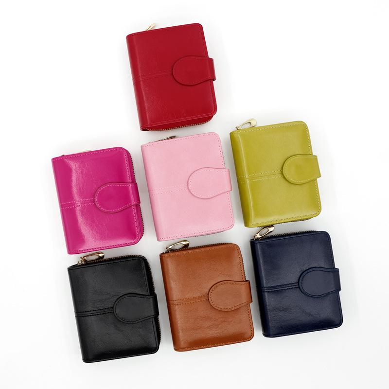 Женский милый мягкий кожаный кошелек-бифолд на молнии