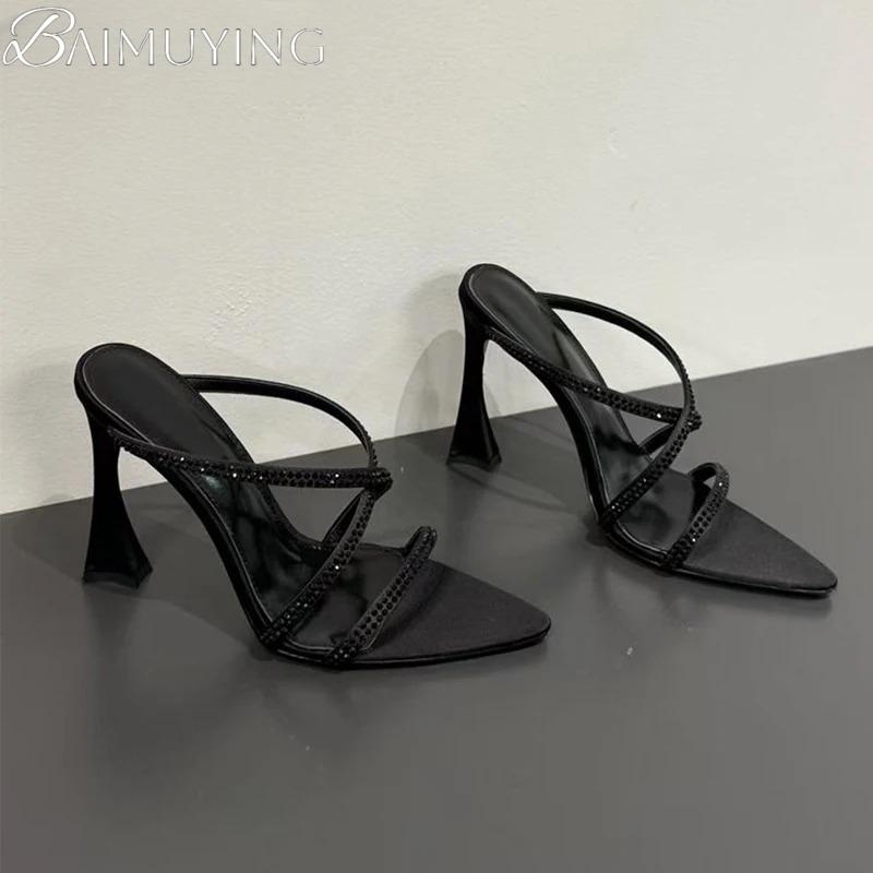 Fashion Crystal Women High Heels Slippers Sexy Heeled Sandals Luxury Summer Shoes 2025 Trend New Party Dress Woman Pumps Mujer Sandalias
