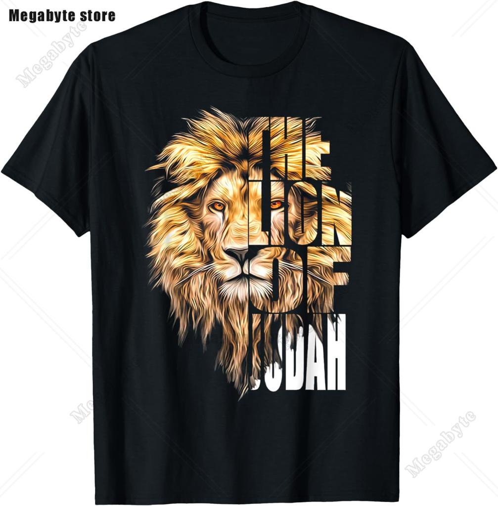 Jesus Lion of Judah Christian Gift for Unisex Women TShirt Vintage T Shirt Animal Tops Casual Fashion Christian T Shirt Oversized