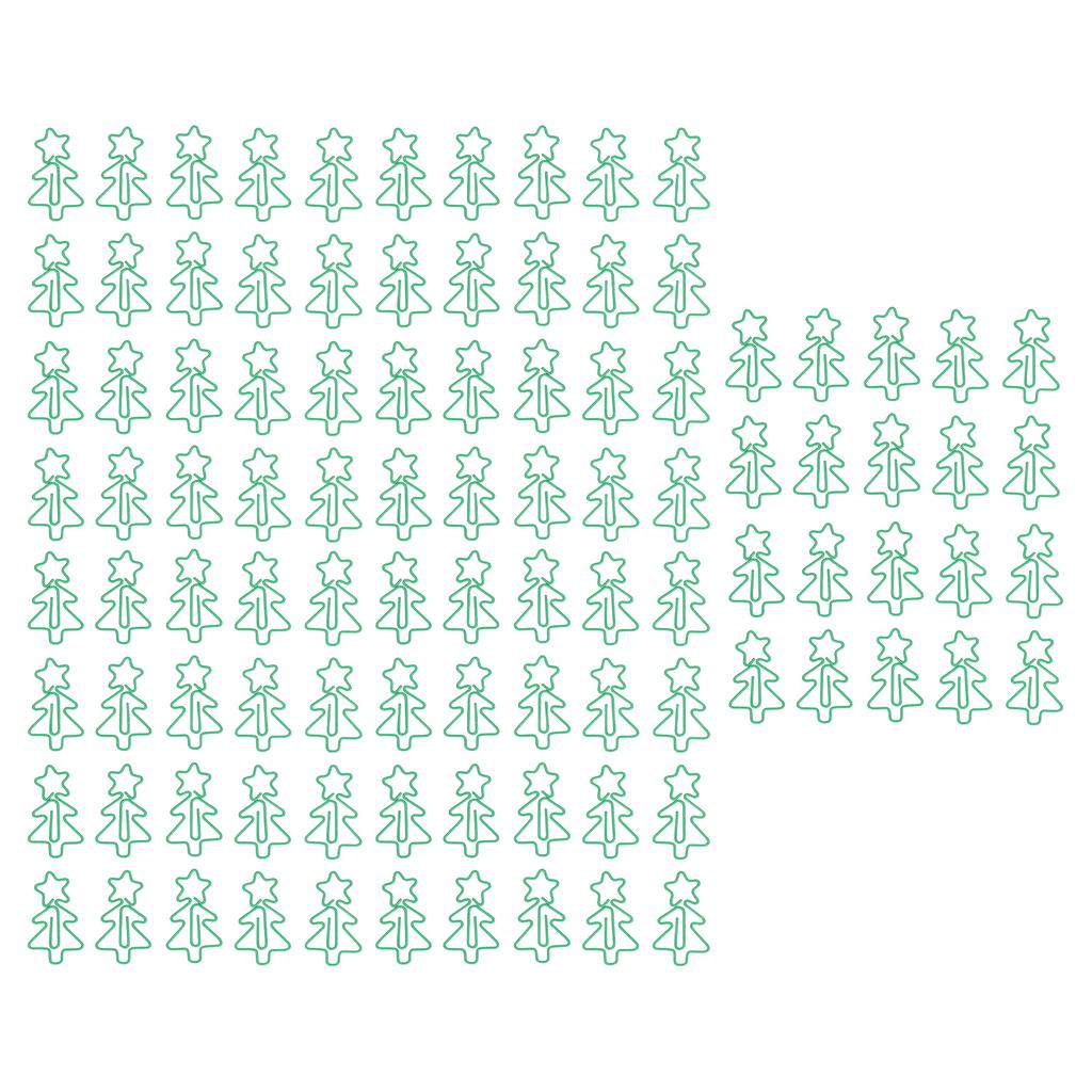 100 Pcs Shaped Paper Clips Green Christmas Tree Shape Metal Electroplating Process Portable Office