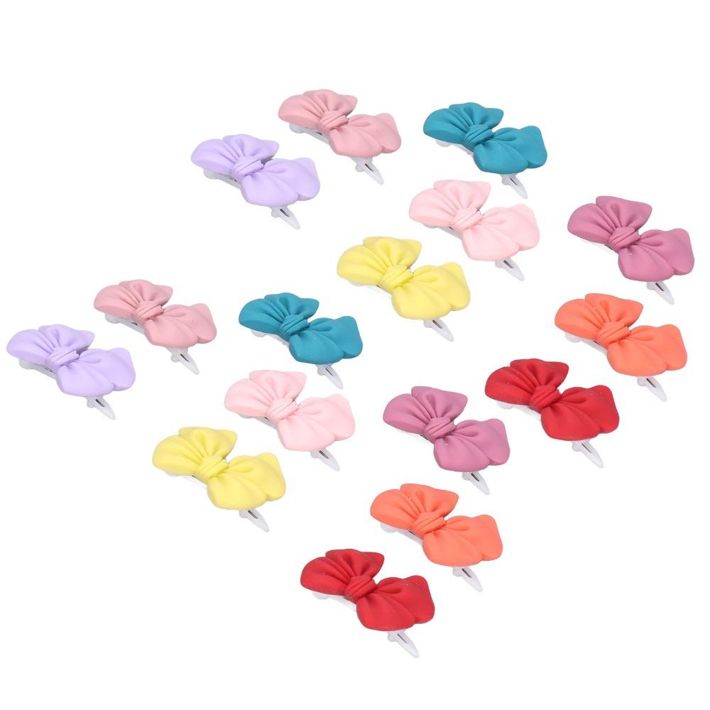 16pcs Multicolor Pet Hair Clip Soft Fabric Pet Bow Clip Cute Look Puppy Hair Bow Party Decoration