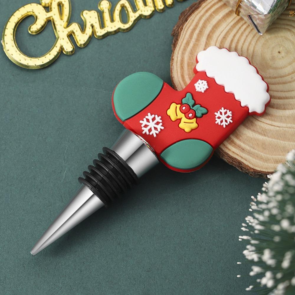 Merry Christmas Wine Bottle Stopper Bar Party Decoration Crafts Xmas Tree Snowman Preservation Wine Cork Fresh-keeping Reusable